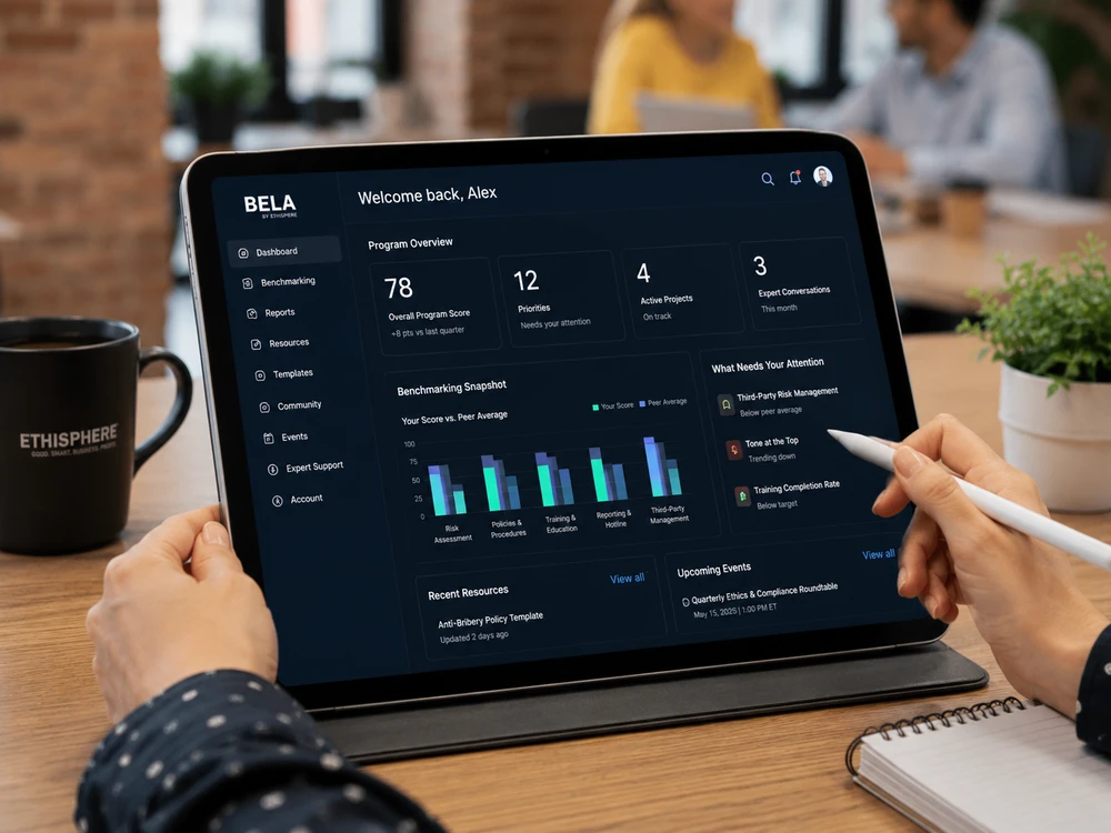 Ethisphere assessment on tablet