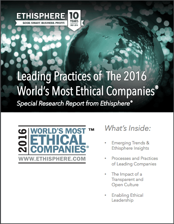 Ethisphere Releases Special Research Report, “Leading Practices of the 2016 World’s Most Ethical Companies”